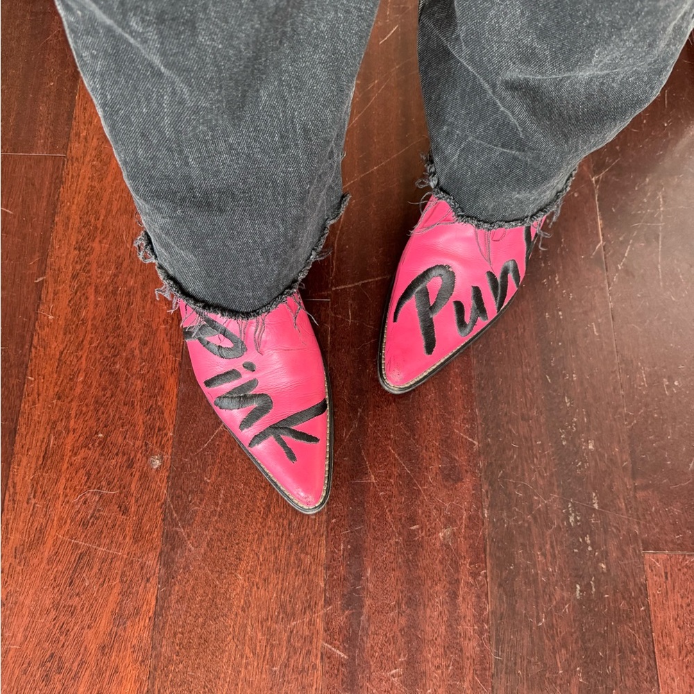 Leather Pink Ankle Boots